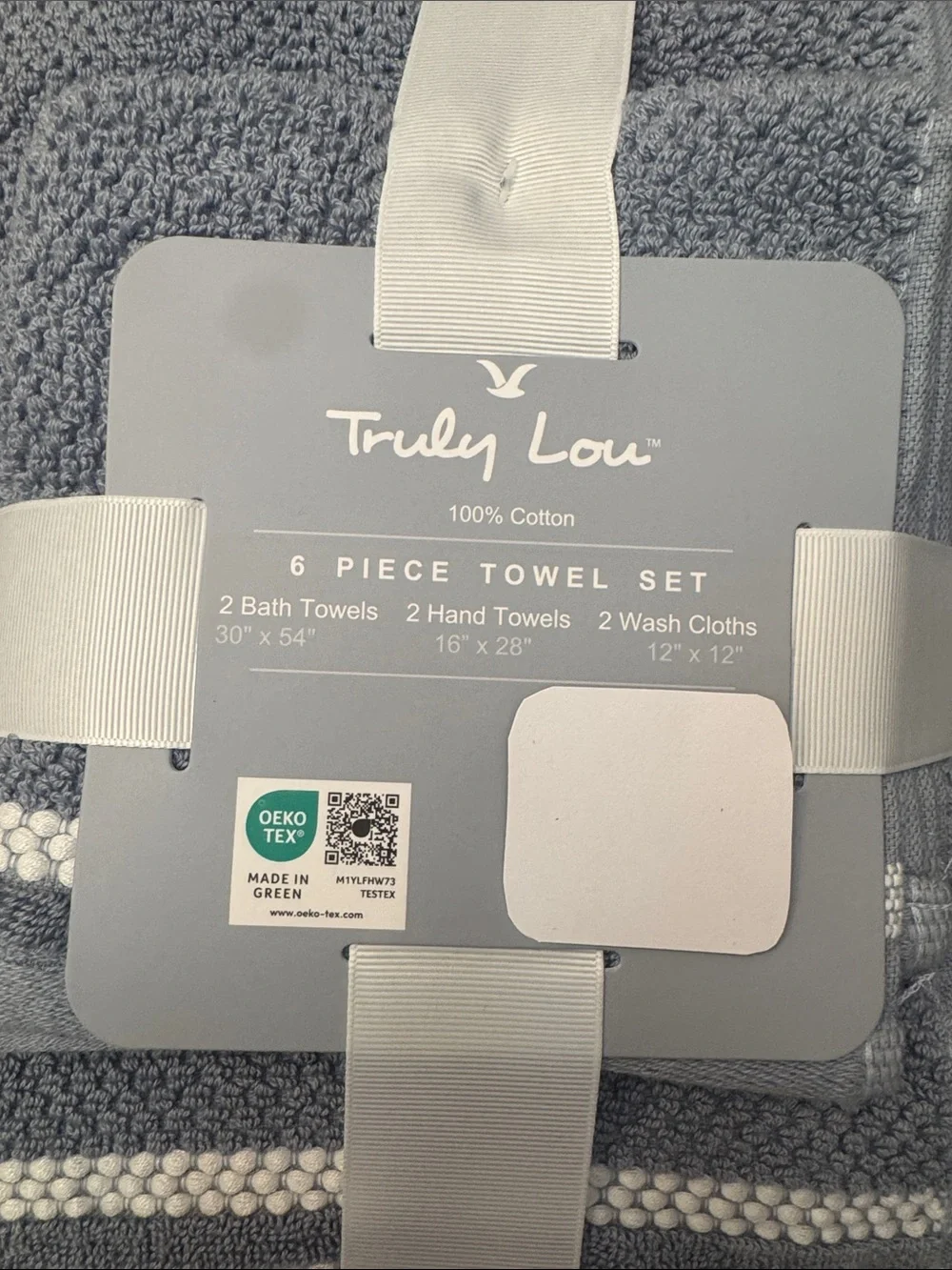 6pc TRULY LOU 100% Cotton Bath Towel Set - Moonstone